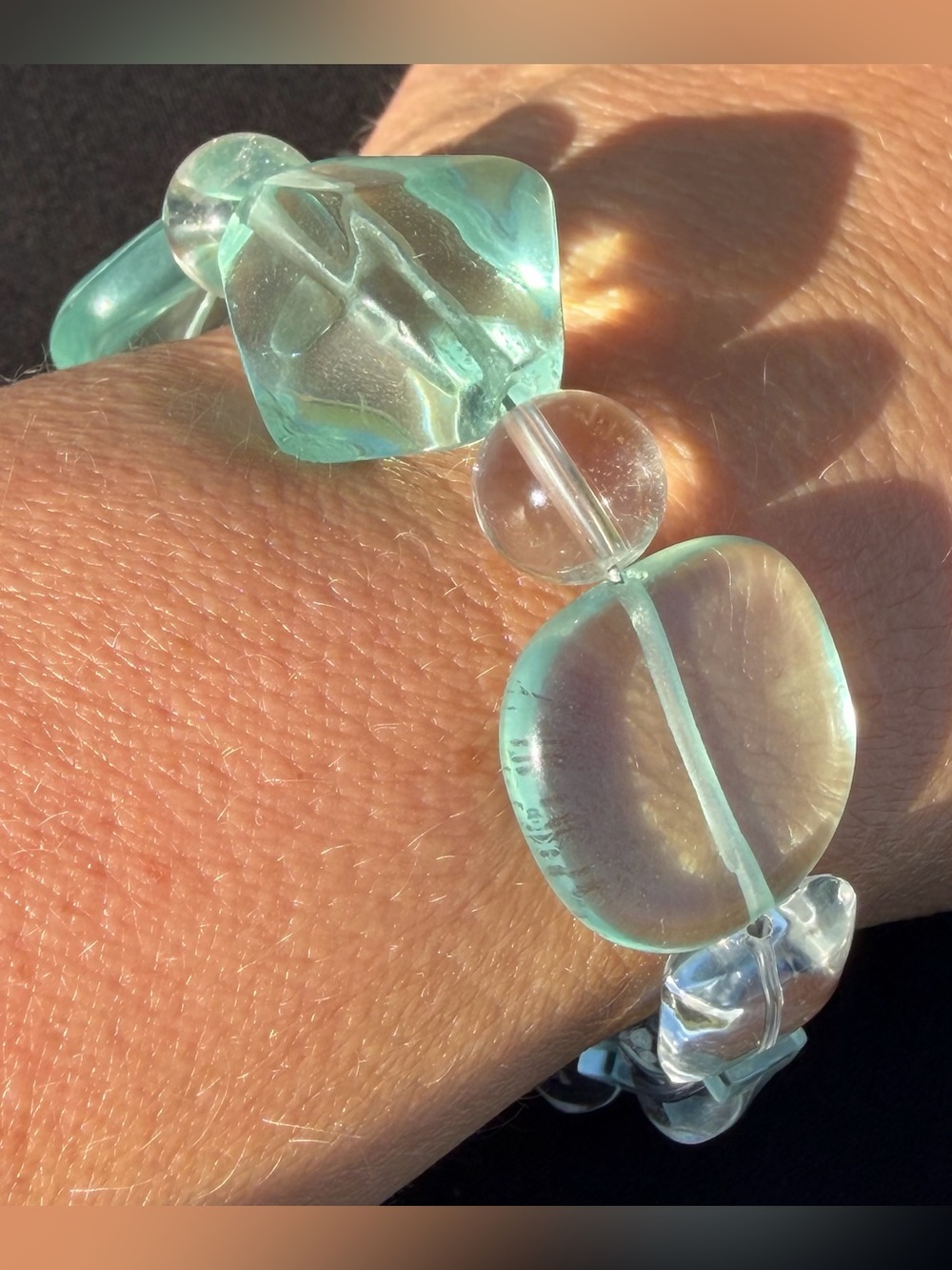 Fluorite, Aquamarine, Crystal .925 Artisan Hand Crafted Bracelet - Picture 7 of 7